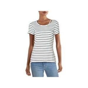 BAILEY44 Womens White Stretch Along Neckline Short Sleeve Scoop Neck T-Shirt S